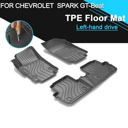 Car Floor Mat Waterproof TPE Rubber Non-Slip Fully Surrounded Refit Left Hand Drive for Chevrolet SPARK GT-Beat 2021-2023