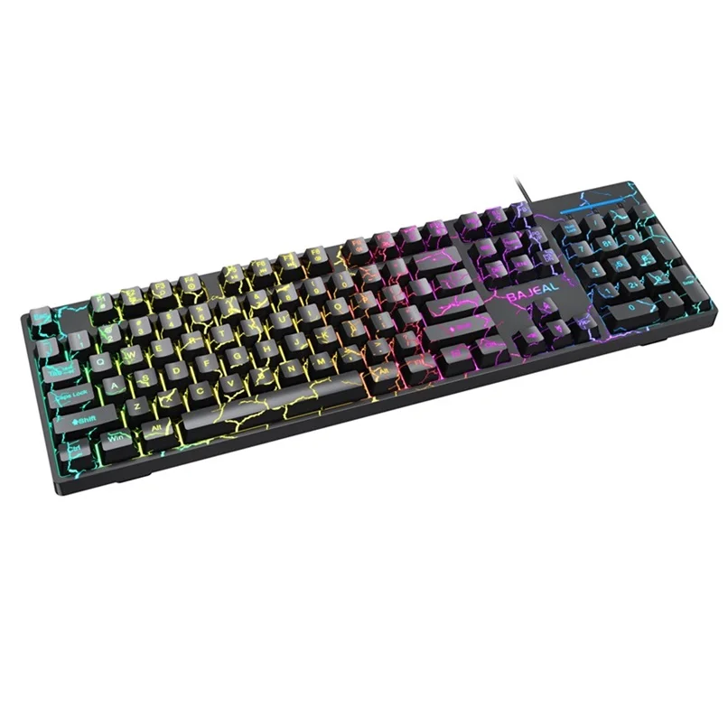 Bajeal K55 Juego Teclado mecánico con teclas flotantes de grietas brillantes para escritorio y computadora portátil