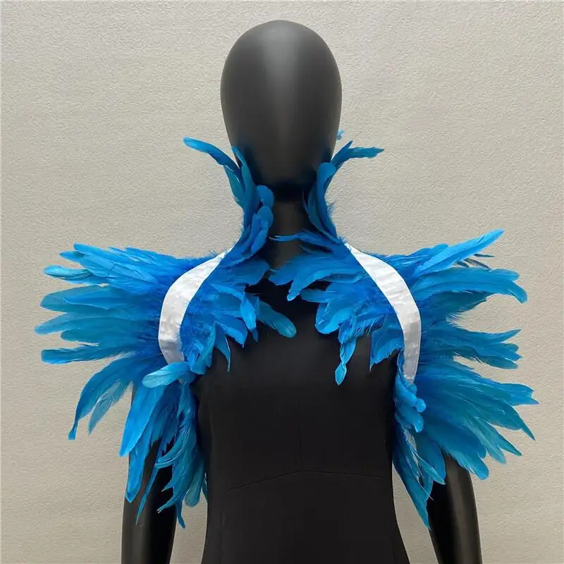 Gothic Frauen Schal natürliche Feder schwarz gefälschten Kragen Schal für Männer Frauen echte Feder Schal Halloween Party Cosplay – Detail 3