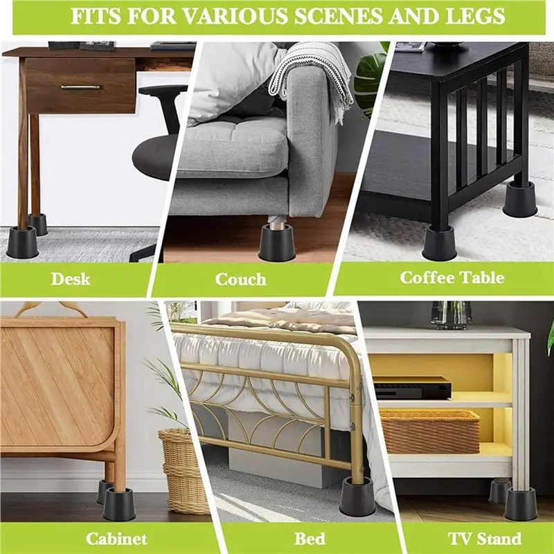 AB06 12 PCS Furniture Risers 4 Inch, Bed Risers Heavy Duty For Table Desk Couch Chair Sofa Cabinet Bed Frame Dorm