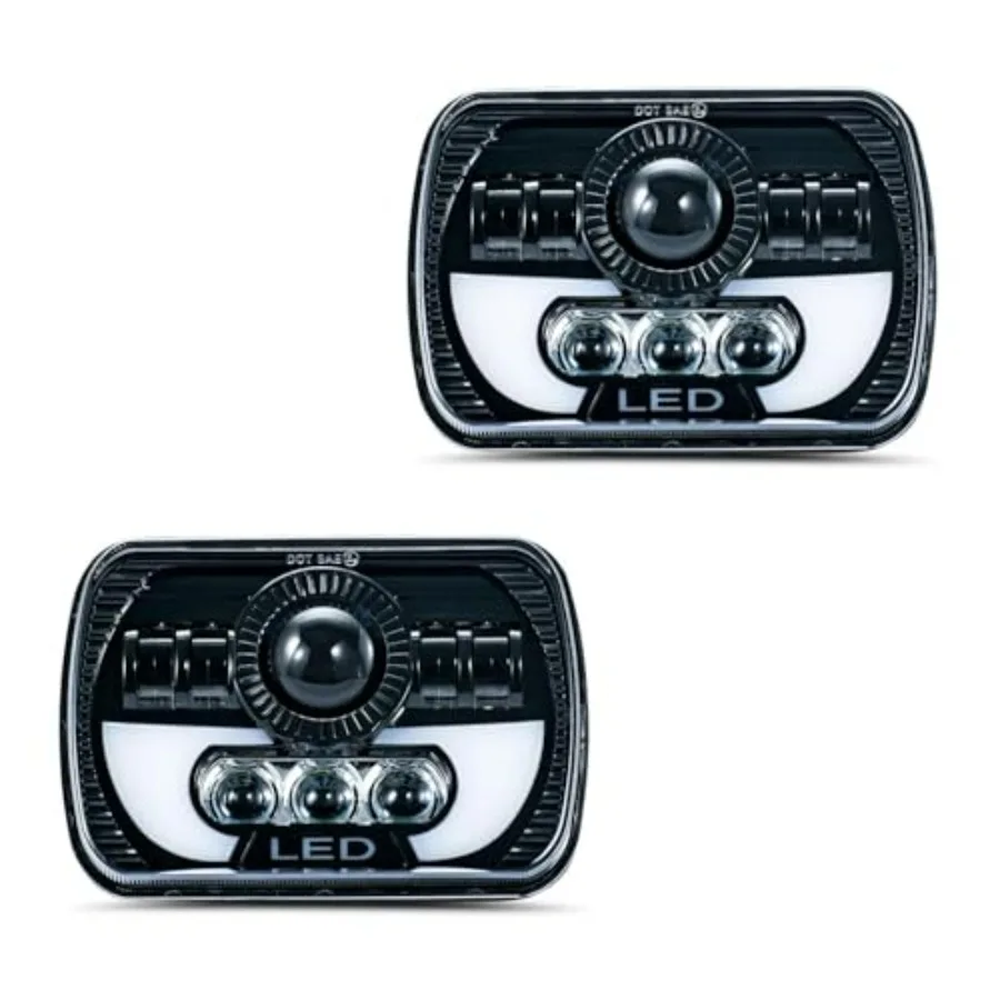 

2pcs 7X6 inch 5X7 inch Square White Headlights HI/LO Beam DRL Daytime Running Lights for Jeep Cherokee XJ Wrangler YJ Comanche