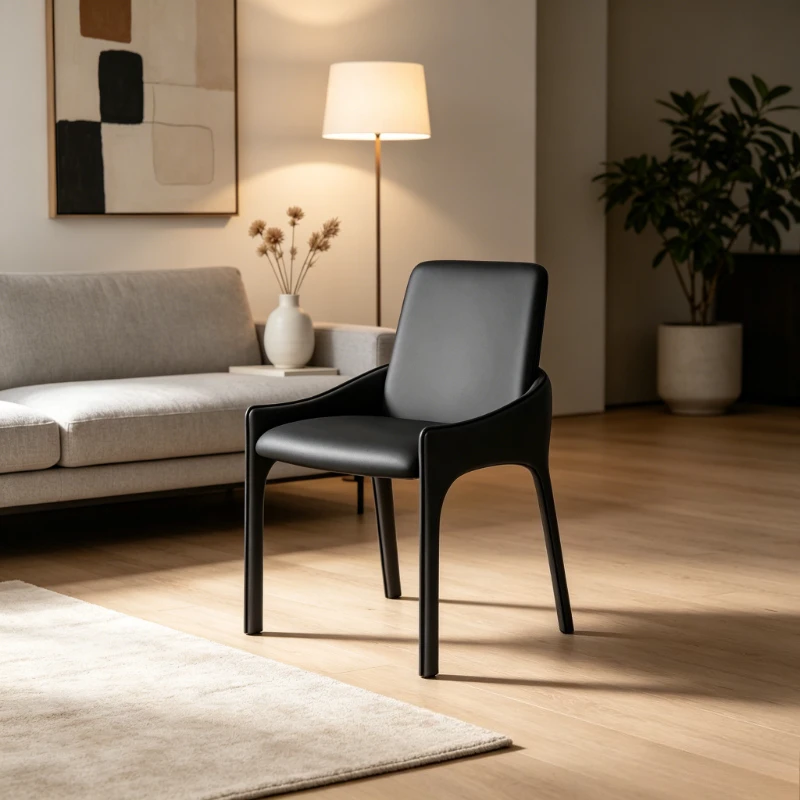 Modern Saddle Leather Dining Chair Scandinavian Desk Chair Minimalist Designer Armchair Home Office