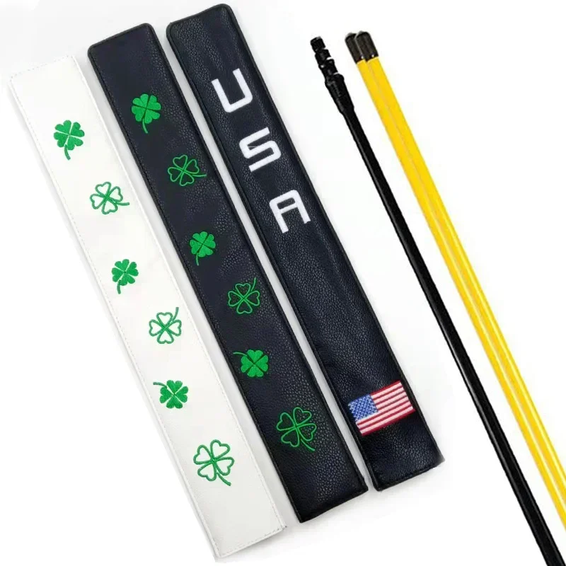 PU Leather Golf Alignment Rod Cover Case Holder Headcover Training Aid Club Equipment Guide Head Protection Accessories