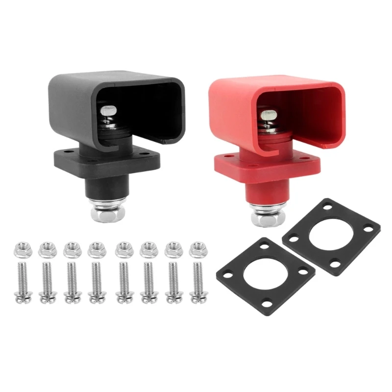 Panel Mount Battery Terminal Post Set 200A AC500V IP67 Color Coded Insulated Posts with Threaded Hardware for Vehicle D7YA
