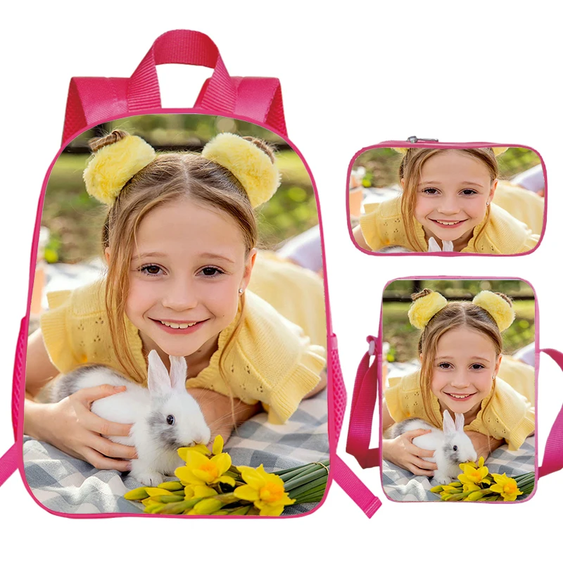 New Pink Backpack for Preschool Girls Kindergarten Bags Like Nastya 3 Pcs Set School Bags Children Bookbag Shoulder Bag Pen Bag