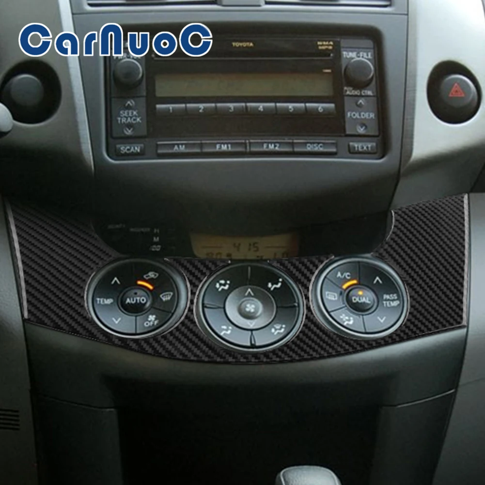 

Car Stickers Console Switch Panel Decoration Interior Mouldings Carbon Fibre Cover Trim Accessories For Toyota RAV4 2006-2012