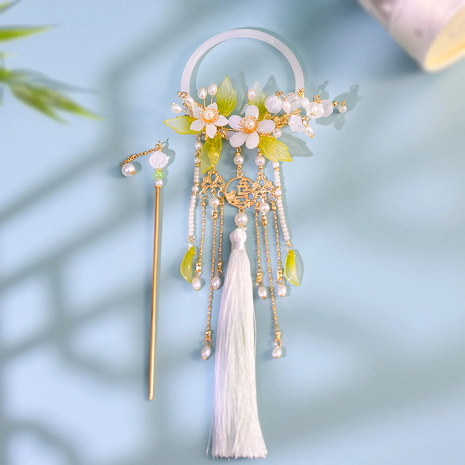 Tassel Hairpins Hair Sticks Sets For Women Ancient Pearl Flower Hair Forks Chopsticks Fairy Golden Headpiece Bride Hair Jewelry