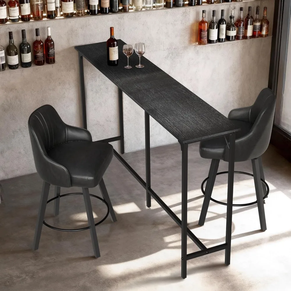 71 Inch High Top Bar Table, Wooden Rectangular Narrow Long Counter Height Pub Table, Multi-Scene Use for Kitchen, Customized