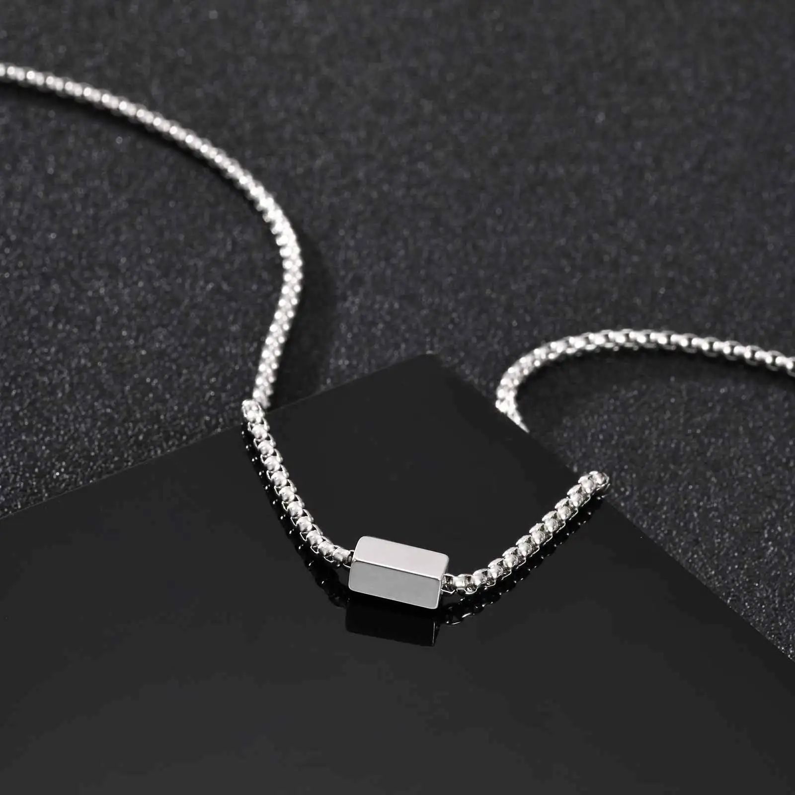 Free Custom Necklace for Men Boys,Personalized Names Words Stainless Steel Square Box Chain Collar Gift - Image 6