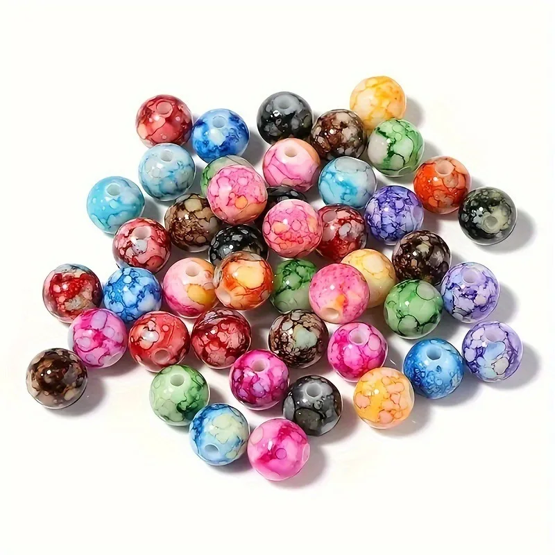 8 10 mm Imitation Natural Stone Round Acrylic Beads Clouds Effect Beads For Jewelry Makeing Bracelet necklace DIY Accessory