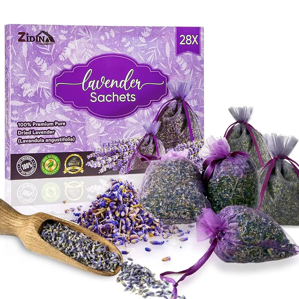 

28 Pa Lavender Sachet Bags For Drawers And Closets - Natural Fresh Dried Lavender Potpourri Bags For Clothes Storage - Scented
