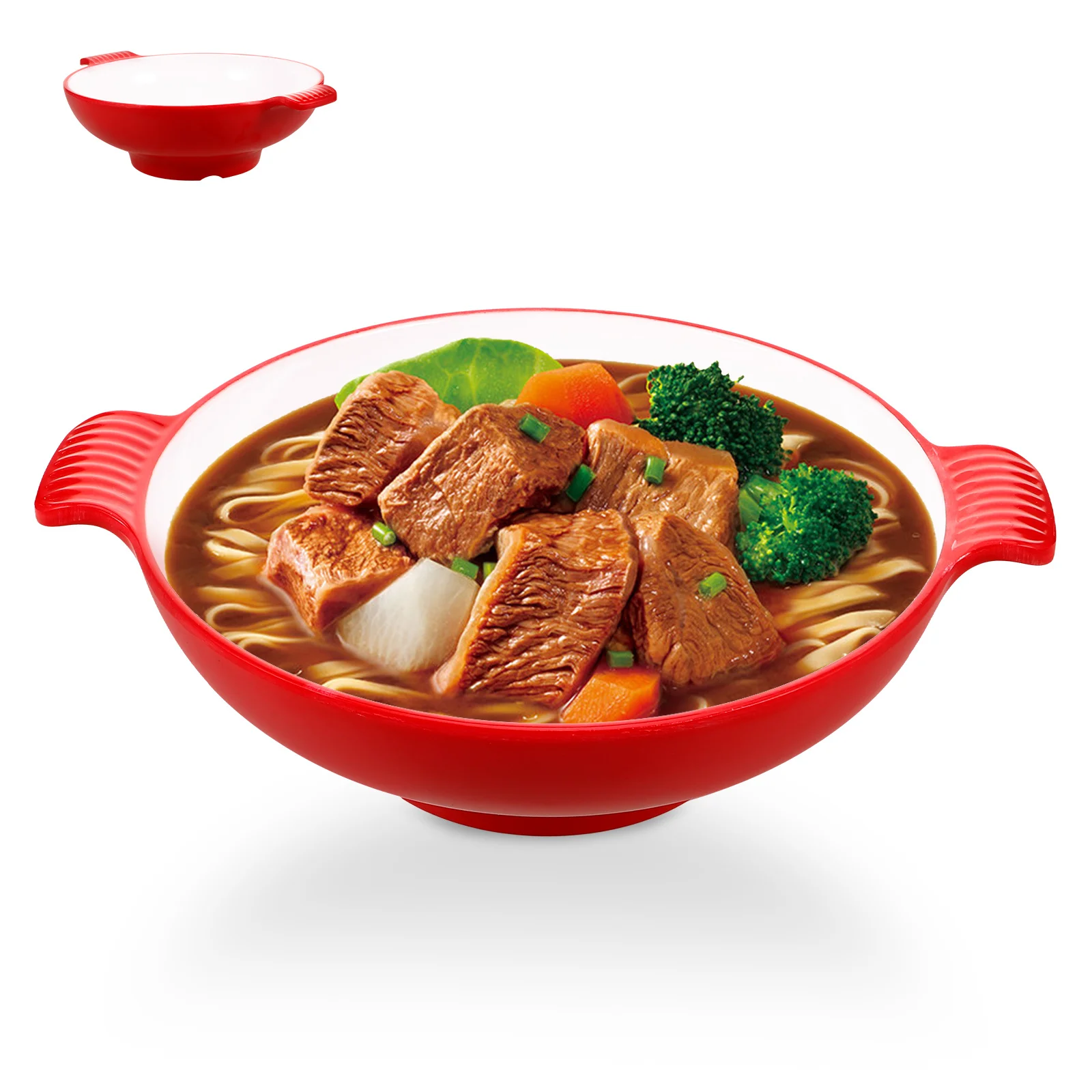 

Reusable Plastic Double Handle Ramen Bowl Thickened Food Serving Bowl Large Food Container Suitable Home Restaurant Cafe