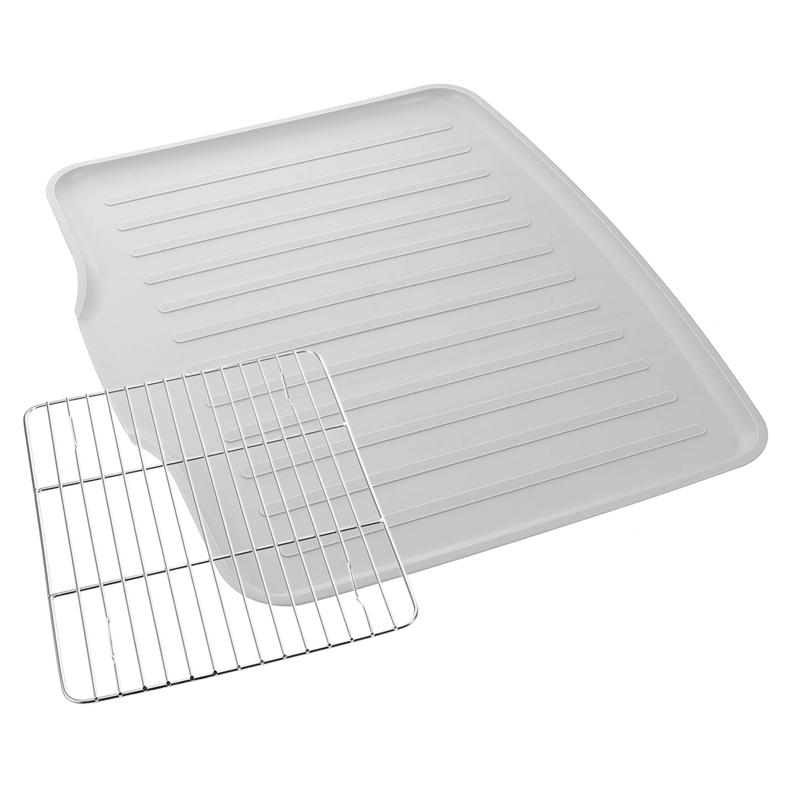 

Multifunctional Stainless Steel Dish Drying Rack Drainboard Space-Saving Kitchen Organizer Dishes Spices Utensils Countertop