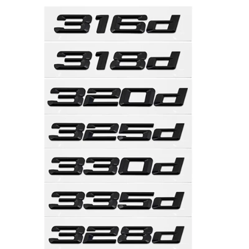 3D ABS Black Logo 316d 318d 325d 328d 330d 320d Emblem Letters Sticker Car Trunk Badge For BMW E90 E46 E36 F30 F31 Accessories