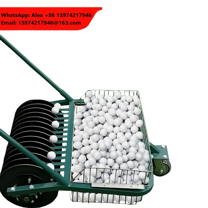 Efunist Green 13 Lane Golf Ball Picker Hand-Push Manual Collector For Driving Range Durable Efficient 600 Balls Capacity