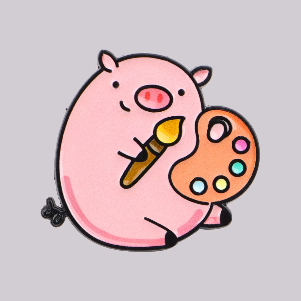 Cute Little Pig Painter Enamel Pin Cartoon Brooch Pines Lapel Pins Badge Clothing Accessories Funny Jewelry Friends Gifts