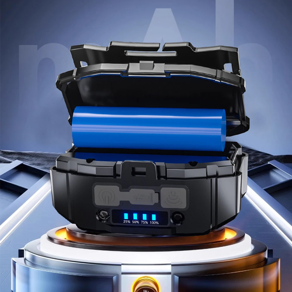 Latarka czołowa LED COB o dużej mocy z czujnikiem ruchu, mocna latarka montowana na głowie z wyświetlaczem mocy, indukcyjna latarka czołowa do nocnego wędkowania na zewnątrz.