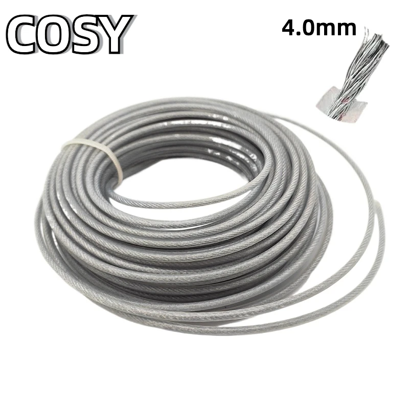 

COSY 4.0mm/3.0mm*15m Trimmer Wire Rope Cord Line Strimmer Brushcutter Trimmer Long Round Roll Grass Replacement Wire About