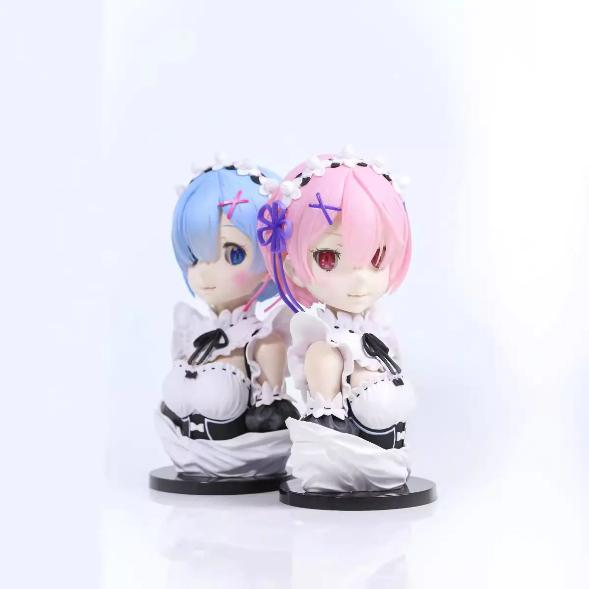 22cm Re-Starting Life In Another World- Rem Ram Cat Ear Maid Anime Figure Model Statue Collection Desktop Decoration Ornament