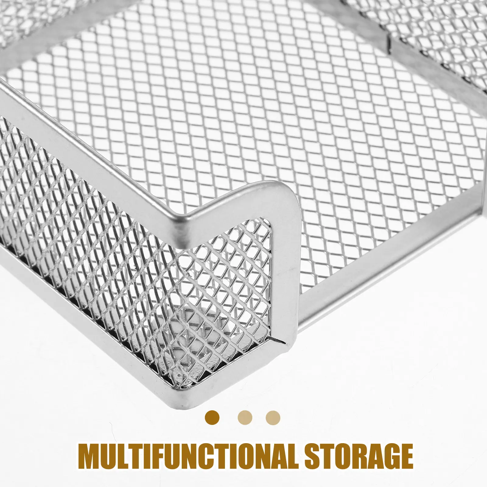 Metal Mesh Desk Organizer Tray Six Compartments Mesh Storage Basket for Office Supplies Pens Stationery Accessories
