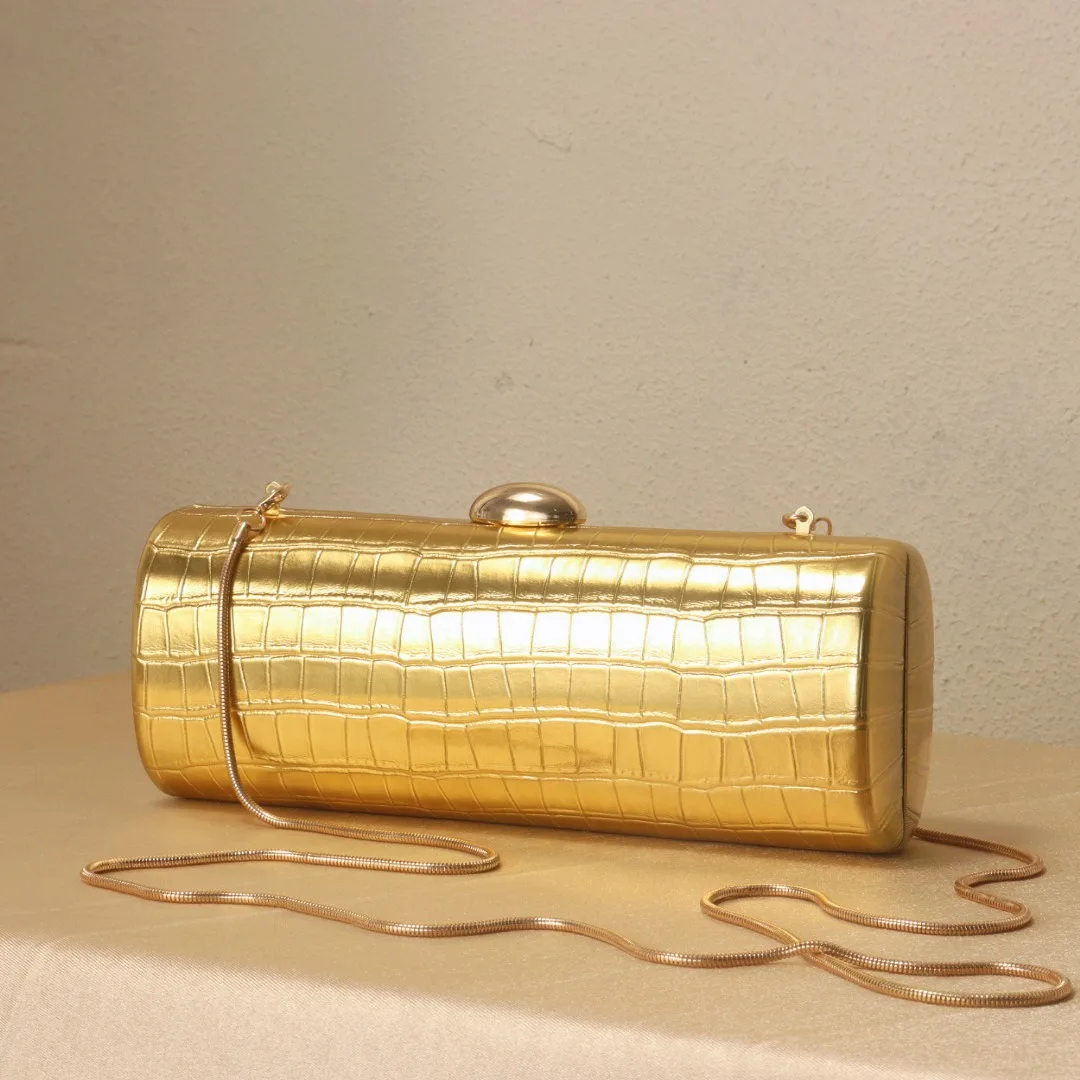 

Chic Pu Leather Box Bag Female Glossy Golden Elegant Clutch Ladies Wedding/birthday Party Evening Purse Hard Purse and Handbag