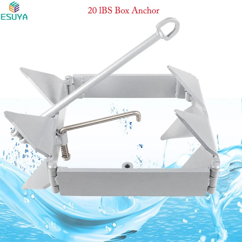 

ESUYA 20 LB Box Fold Hold Anchor Fit for 18 to 30 Feet Offshore Sport Boats & 24 Feet Cabin Cruisers Galvanized Steel