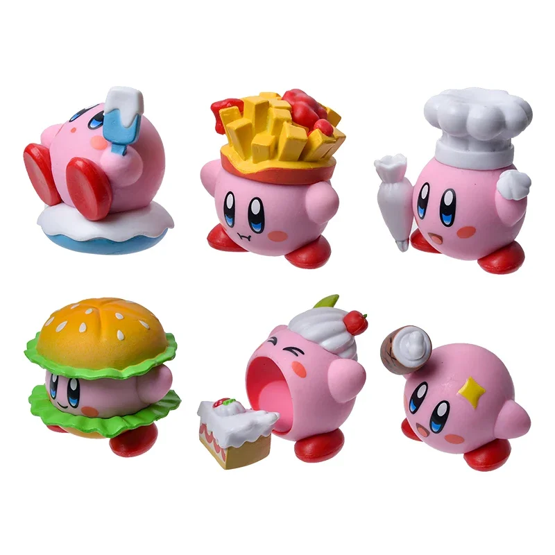 เกมสตาร์เคอร์บี้อนิเมะน่ารัก Cartoon6ชิ้น/ชุดสีชมพู Kirby ฟิกเกอร์ขนาดเล็กของสะสมเครื่องประดับสำหรับเป็นของขวัญสำหรับเด็ก