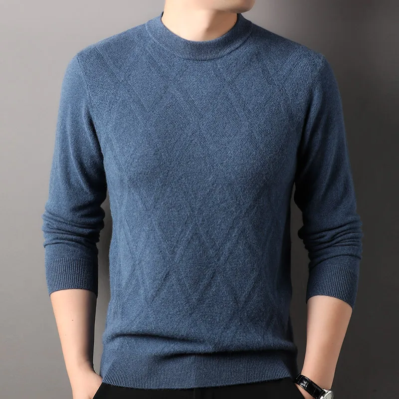 Spring New Sweater Fashion Brand Argyle Sweaters Men O-Neck Slim Fit Knit Male Solid Color Autumn Korean Style Casual Pullovers