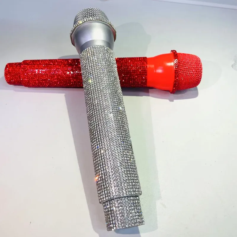 Accesorios de micrófono Artificial con diamante, micrófono de juguete para niños, micrófono falso, micrófono de juguete para entrenamiento, vídeo, escenario, fiesta cos