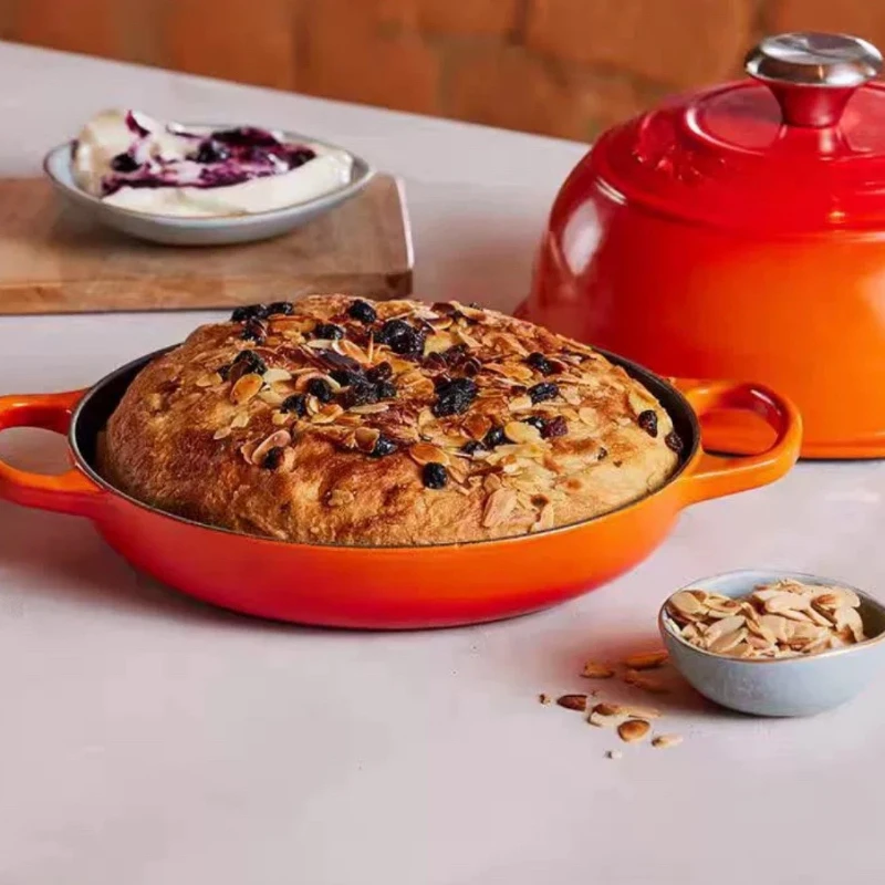

Export cast iron enamel enamel bread pot baking European bag shallow pot stew pot baking oven gas universal