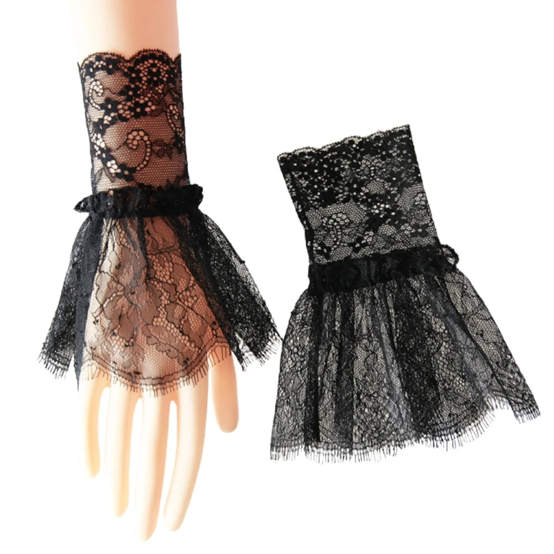 

New Victorian Lace and Cuffs Set with Short Tassels Costume Lace Collar Fake Sleeve Clothing Accessories for Cosplay