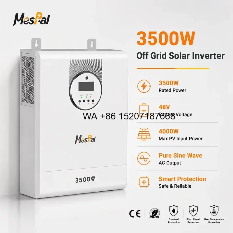 Wmwmnu Off Grid Solar Inverter 3.5kW 3500W 48V 220V for Standalone Solar Power Systems Remote Homes and Rural Projects