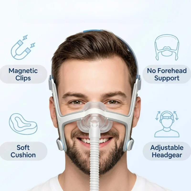 Compatible for ResMed AirFit N20 Nasal Mask Complete CPAP Kit, Reusable Frame Elbow Assembly with Headgear Tube & N20 Cushion