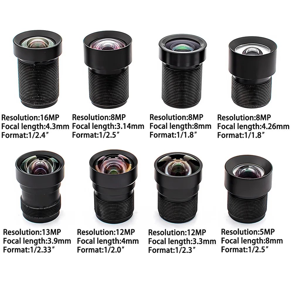 Lente sin distorsión de montaje M12, lente gran angular de visión artificial de alto megapíxeles con filtro de banda estrecha de 650nm para cámara CCTV WGWK