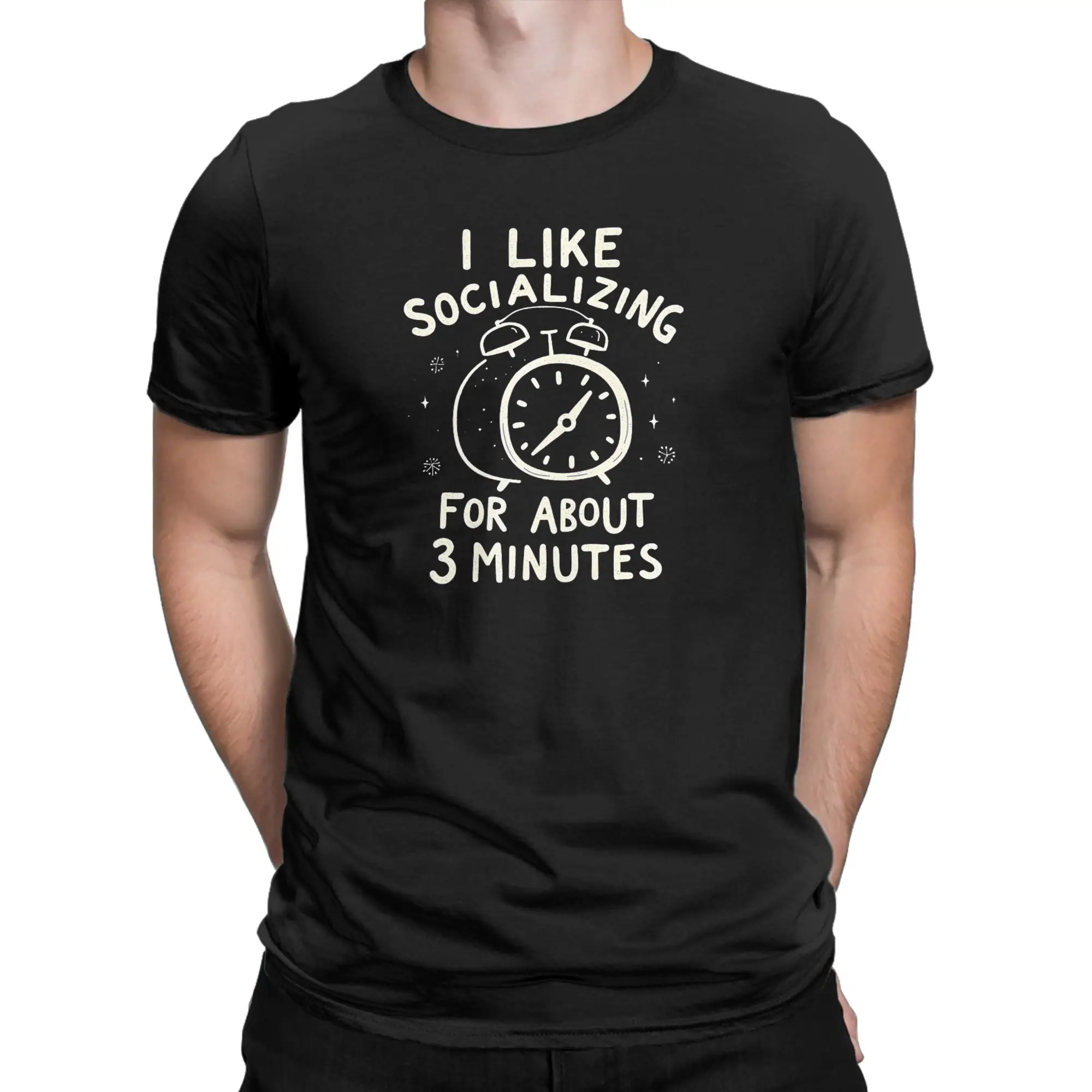 Men's T-Shirts I Like Socializing for About 3 Minutes Funny Introvert  Pure Cotton Tees Short Sleeve  T Shirts Tops Summer