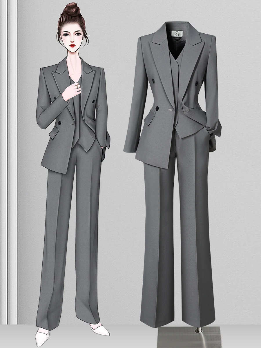 Women's Autumn Winter Formal Vest Suit Set OL Commute Work Manager Formal Western Jacket Long Sleeve Polyester Viscose Spandex