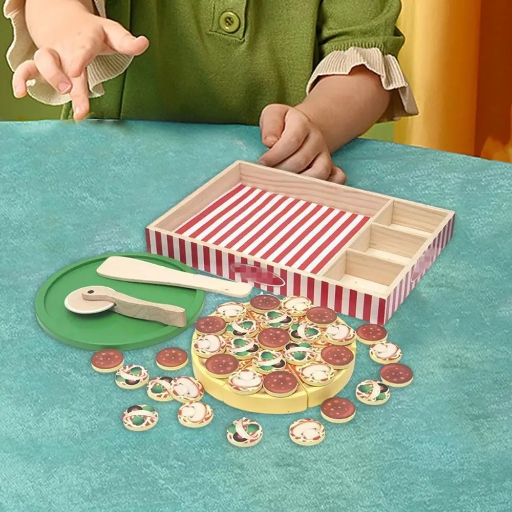 食品学習シミュレーションピザ果物と野菜プレイハウスごっこ遊びキッチンセットロールプレイゲーム木製