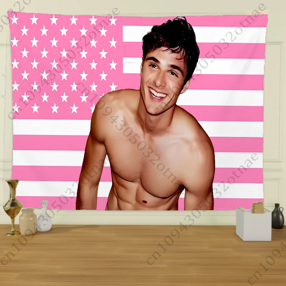Jacob Elordi Pink USA Flag Tapestry Creative Pattern Photo Living Room Wall Art Tapestry Decor Party Outdoor Decorate Banners