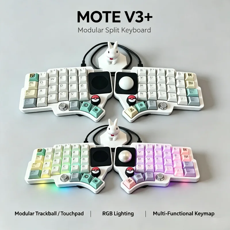 Mote V3+ Split Keyboard Modularization Trackball/trackpad/joystick Wired Rgb Hot Pluggable Vial Multifunction High Playability