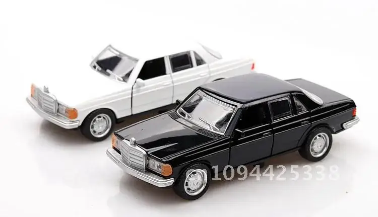 1/36 E-Class W123 คลาสสิกรถ Retro รถยนต์ดึงกลับรุ่น 2 ประตูเปิดจําลองของเล่นเด็กพร้อมกล่องต้นฉบับ