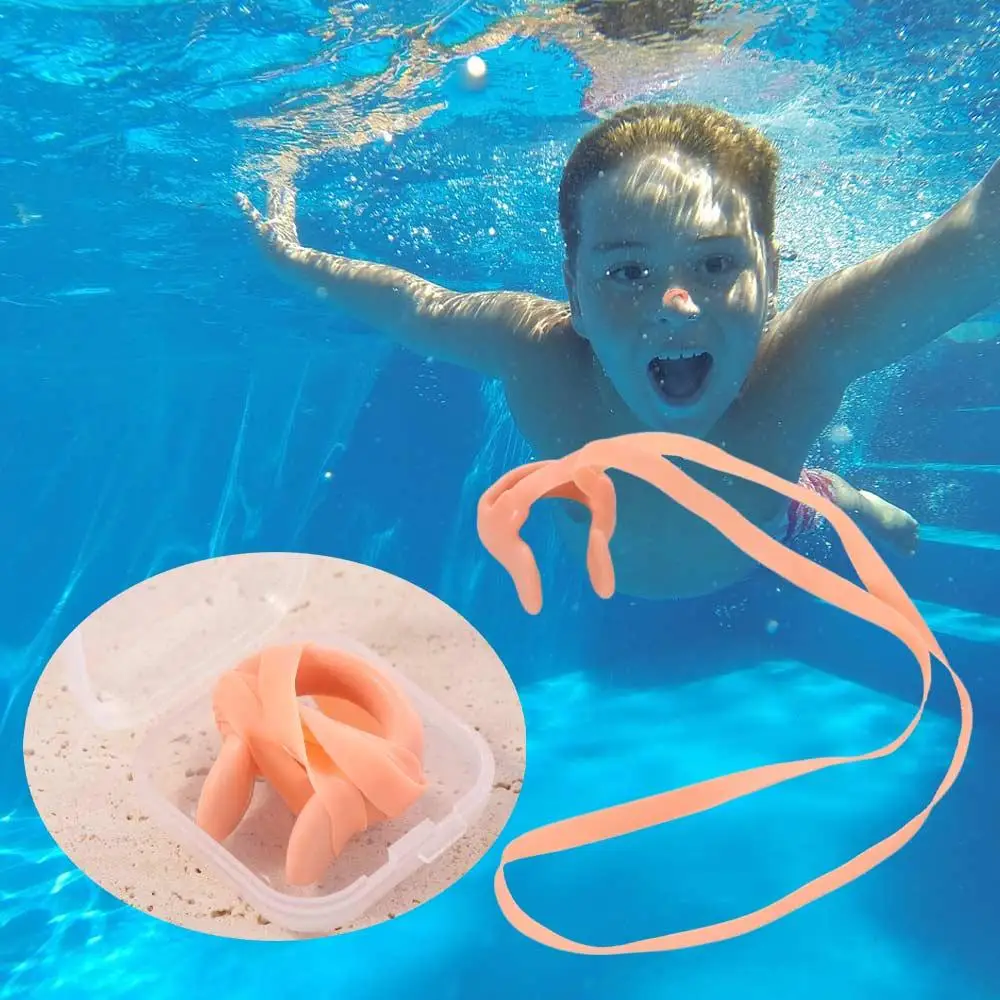With String Swimming Nose Clip Latex Strapped Silicone Rope Nose Clip Reusable Soft Swimming Nose Plugs Diving Surf Swim