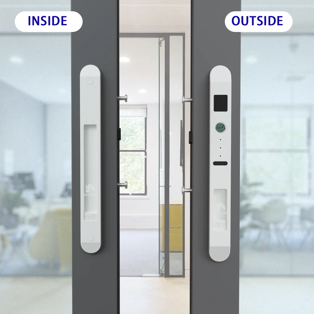 WINFREE Sliding Door Smart Lock Tuya Bluetooth Control Fingerprint Lock Keyless Entry Lock for Home Garden Wooden Aluminum Door