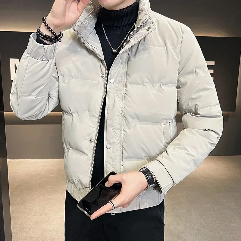 Luxury Winter Down Jackets Men Jacket Warm Canada Short Down Coat Long Sleeve Tops Stand-up Collar Windproof Outerwear Solid