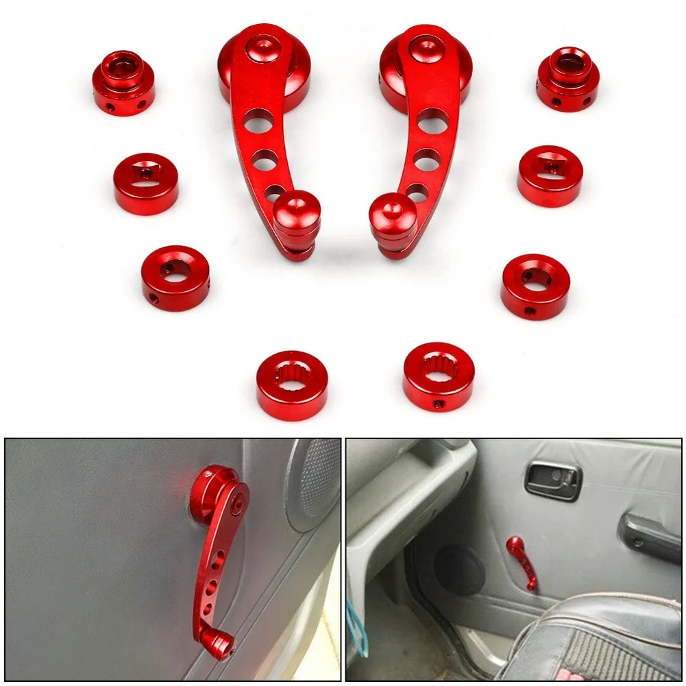 Car Manual Window Lift Crank Handle  Winder Handle Square Round & 16-Spline Adapters Automotive Modification Parts