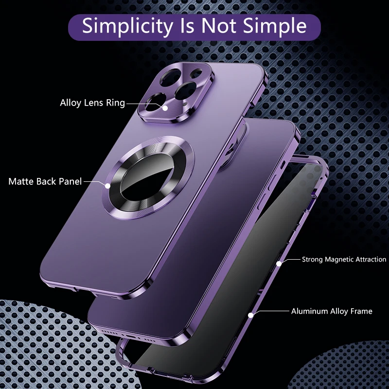 Original Magnetic Anti-Peeping Privacy Case For iPhone 16 15 14 13 12 Plus Pro Max Camera Lens Protection Hole Logo Shell Cover