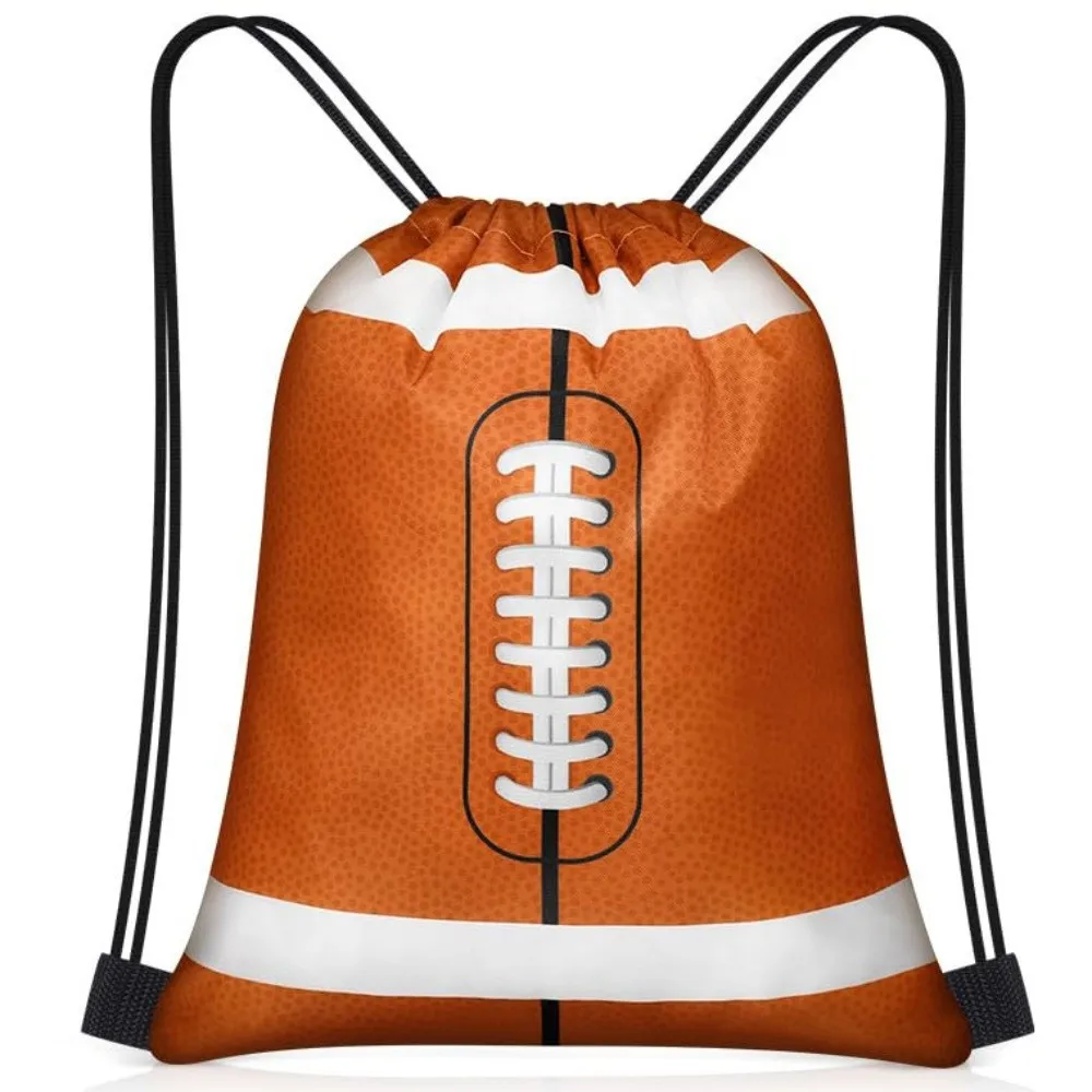 Polyester Drawstring Backpack Ball Pattern Hand Carry Sports Drawstring Bag Multi-Purpose Adjustable Backpack Storage Bag
