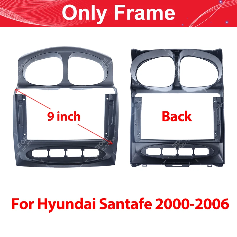 For Hyundai Santafe 2000-2006 9inch car radio android fascia multimedia cd mp5 video Audio stereo panel frame cable harness.