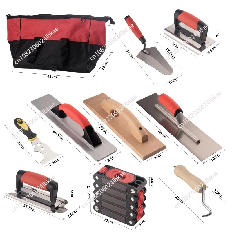 Wall scraper, light gray knife, paint knife, rubber/plastic scraper, paint roller and mud pad