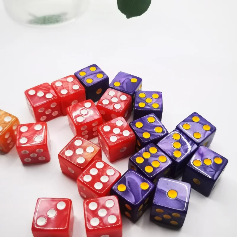 10pc/lot D6 Dice 6 Faces Dice Casino Table Game Dice Square Edge Marble Pearled Dice D6 16mm Casino Dice Toys