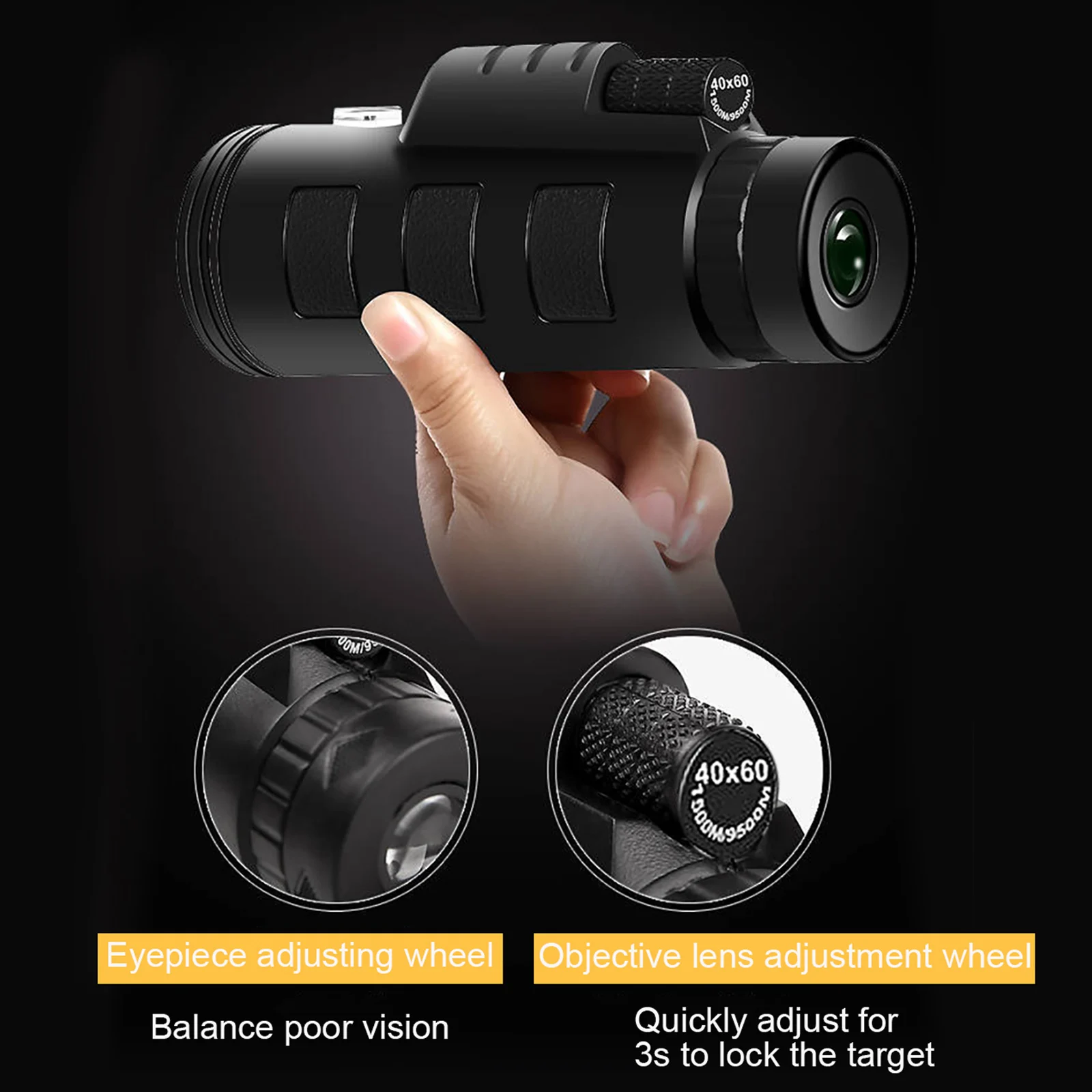 تلسكوب أحادي العين محمول عالي الدقة مع حامل ثلاثي القوائم ، مشبك هاتف ، غطاء غبار ، حزام معصم ، حقيبة قماشية للسفر ، أنشطة خارجية